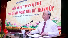 Ông Trần Quốc Vượng, Ủy viên Bộ Chính trị, Thường trực Ban Bí thư phát biểu chỉ đạo tại hội nghị. (Ảnh: Quốc Khánh/TTXVN)