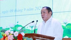 Đồng chí Nguyễn Văn Hùng, Uỷ viên Trung ương Đảng, Bộ trưởng Bộ Văn hoá, Thể thao và Du lịch phát biểu. Ảnh: Phương Hoa/TTXVN