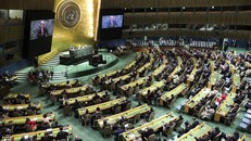 Hơn 100 nhà lãnh đạo và quan chức cấp cao trên toàn thế giới ngày 21/9/2021 đã tham dự trực tiếp phiên khai mạc Tuần lễ cấp cao kỳ họp Đại hội đồng Liên hợp quốc khóa 76. Ảnh: THX/TTXVN