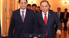 Thủ tướng Phạm Minh Chính đến dự Lễ trao giải thưởng VinFuture. Ảnh: Dương Giang/TTXVN