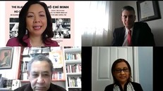 Các đại biểu dự trực tuyến buổi lễ ra mắt sách "Hồ Chí Minh: Chủng tộc da đen và các tác phẩm chọn lọc về phân biệt chủng tộc," do Hiệp hội Hữu nghị Canada-Việt Nam tổ chức tại Canada, hồi tháng Hai năm ngoái. (Ảnh: Quang Thịnh/TTXVN)