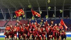 Việt Nam giành huy chương Vàng môn bóng đá nữ SEA Games 31. (Ảnh: Hoàng Linh/TTXVN)