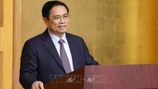 Thủ tướng Phạm Minh Chính phát biểu tại buổi làm việc. Ảnh: Dương Giang/TTXVN