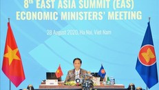 Trong khuôn khổ Hội nghị Bộ trưởng Kinh tế ASEAN lần thứ 52 và các hội nghị liên quan (AEM-52), tối 28/8/2020 diễn ra Hội nghị trực tuyến lần thứ 8 giữa các Bộ trưởng Kinh tế ASEAN với các đối tác ngoại khối trong khu vực Đông Á, bao gồm: Australia, Trung Quốc, Ấn Độ, Nhật Bản, Hàn Quốc, New Zealand, Liên bang Nga và Hoa Kỳ (EAS-EMM 8). Ảnh tư liệu: Trần Việt/TTXVN