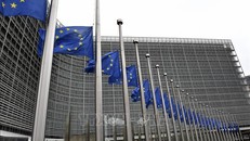 Trụ sở Liên minh châu Âu nơi diễn ra cuộc họp Bộ trưởng Năng lượng 27 quốc gia thành viên Liên minh châu Âu (EU) ở Brussels, Bỉ ngày 9/9. Ảnh: AFP/TTXVN