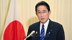 Thủ tướng Nhật Bản Fumio Kishida phát biểu với báo giới tại Bangkok, Thái Lan, ngày 18/11/2022. Ảnh: Kyodo/ TTXVN 