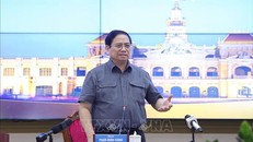 Thủ tướng Phạm Minh Chính chủ trì làm việc với lãnh đạo chủ chốt TP Hồ Chí Minh. Ảnh: Dương Giang/TTXVN