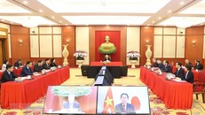 Tổng Bí thư Nguyễn Phú Trọng điện đàm với Chủ tịch Đảng Dân chủ Tự do (LDP), Thủ tướng Nhật Bản Kishida Fumio. (Ảnh: Trí Dũng/TTXVN)