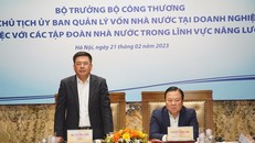 Bộ trưởng Nguyễn Hồng Diên phát biểu tại buổi làm việc với EVN, PVN và TKV. (Ảnh: PV/Vietnam+)