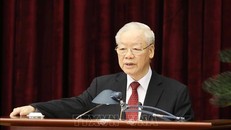 Tổng Bí thư Nguyễn Phú Trọng phát biểu khai mạc Hội nghị Trung ương giữa nhiệm kỳ khóa XIII. Ảnh: Phương Hoa/TTXVN