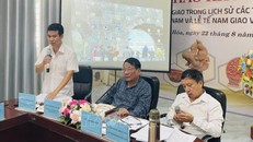 Ông Nguyễn Bá Linh, Giám đốc Trung tâm bảo tồn di sản Thành Nhà Hồ phát biểu tại Hội thảo. Ảnh: TTXVN phát 