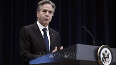 Ngoại trưởng Mỹ Antony Blinken phát biểu tại một sự kiện ở Washington, DC ngày 10/8/2023. Ảnh: AFP/TTXVN