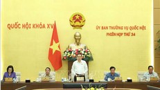 Chủ tịch Quốc hội Trần Thanh Mẫn phát biểu khai mạc Phiên họp thứ 34 của Ủy ban Thường vụ Quốc hội. Ảnh: Thống Nhất/TTXVN