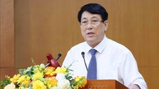 Đồng chí Lương Cường, Uỷ viên Bộ Chính trị, Thường trực Ban Bí thư phát biểu chỉ đạo buổi làm việc. Ảnh: Phương Hoa/TTXVN