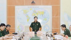 Thượng tướng Nguyễn Tân Cương chủ trì hội nghị. Ảnh: qdnd.vn