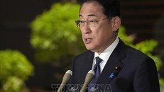 Thủ tướng Nhật Bản Fumio Kishida trong cuộc họp báo ở Tokyo ngày 9/8/2024. Ảnh: Kyodo/TTXVN