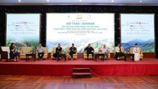 Các đạo diễn, diễn viên tham gia giao lưu tại tạo đàm tại chương trình Hội thảo phim chiến tranh của Việt Nam từ sau ngày thống nhất đất nước. Ảnh: Mỹ Hà