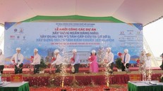 Các đại biểu thực hiện nghi thức khởi công. 