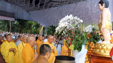 Nghi thức cúng Phật thắp sáng 7 đóa hoa sen.