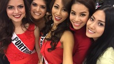 Phạm Hương ‘đọ sắc’ với Hoa hậu Philippines, Myanmar tại Mỹ