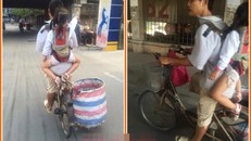 Nghẹn ngào cảnh bố địu con đi nhặt rác mỗi ngày