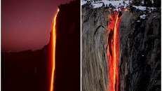 Kỳ lạ dòng ‘thác lửa’ phun nước đỏ rực như nham thạch