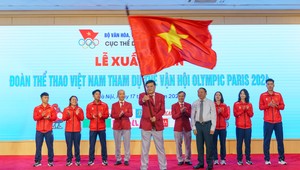 Lễ xuất quân Đoàn thể thao Việt Nam (TTVN) tham dự Olympic Paris 2024 diễn ra ngày 17/7 tại Hà Nội.