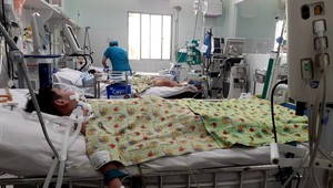 Bệnh nhi bị sốt xuất huyết nằm điều trị tại Bệnh viện Nhi đồng 2. Ảnh: TTXVN.