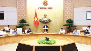 Thủ tướng Phạm Minh Chính chủ trì Phiên họp Chính phủ chuyên đề xây dựng pháp luật tháng 7 năm 2024. Ảnh: Dương Giang/TTXVN.