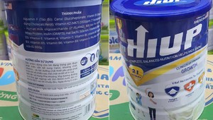 Dù quảng cáo là loại sữa "chính hãng", có tác dụng giúp trẻ em cao hơn; nhưng ngay trên bao bì, Hiup lại không “dám” tự nhận là sữa.