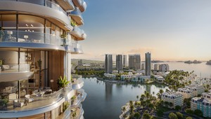 Tòa tháp đôi trước vịnh Prima Bay tọa lạc tại mặt tiền đại lộ Hoàng Quốc Việt, cửa ngõ Khu đô thị Halong Marina.