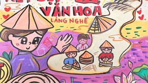Tác phẩm “Nét đẹp văn hóa làng nghề” của bạn Trần Nguyễn An Nhiên (10 tuổi) đoạt giải đặc biệt cuộc thi vẽ tranh “Sắc màu Việt Nam” do Chi nhánh NXB Chính trị quốc gia Sự thật tại TPHCM tổ chức tại Đường Sách TPHCM ngày 31/5.
