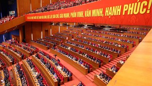 Hội trường diễn ra Đại hội đại biểu toàn quốc lần thứ XIV của Đảng Cộng sản Việt Nam.