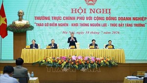Thủ tướng Lê Minh Hưng chủ trì Hội nghị Thường trực Chính phủ với cộng đồng doanh nghiệp.