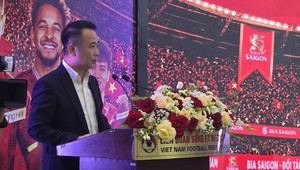 Ông Nguyễn Trung Kiên, Phó Chủ tịch Liên đoàn bóng đá Việt Nam phát biểu khai mạc sự kiện.