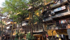 Mùa thu từ khoảng sân tập thể 