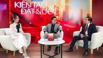 KTS. Trần Ngọc Chính - Chủ tịch Hội Quy hoạch – Kiến trúc, Nguyên Thứ trưởng Bộ Xây dựng và Ông Nguyễn Hoàng Triều – Phó Giám đốc Khối thiết kế Masterise Group tại Talkshow Kiến tạo Đất nước - Tự hào Việt Nam