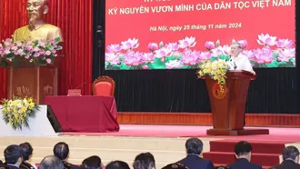Tổng Bí thư Tô Lâm trao đổi chuyên đề "Kỷ nguyên phát triển mới - Kỷ nguyên vươn mình của dân tộc Việt Nam". Ảnh: Thống Nhất/TTXVN