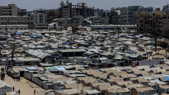 Lều trại cho người sơ tán lánh nạn Palestine tại thành phố Gaza ngày 4/8/2025.