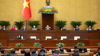 Chủ tịch Quốc hội Trần Thanh Mẫn và các Phó Chủ tịch Quốc hội tại Phiên bế mạc Kỳ họp thứ 10