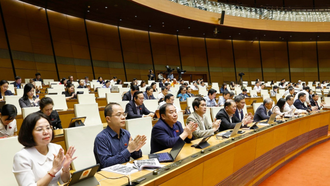 Đại biểu Quốc hội biểu quyết thông qua các luật, nghị quyết. 