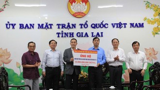 Công ty cổ phần thực phẩm dinh dưỡng Nutifood trao ủng hộ 10 tỉ đồng cho người dân thiệt hại do bão số 13 tại Gia Lai thông qua Ủy ban Mặt trận Tổ quốc Việt Nam tỉnh 