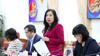 Thứ trưởng Bộ Ngoại giao Lê Thị Thu Hằng, Trưởng Tiểu ban Tuyên truyền và Văn hóa APEC 2027 chủ trì cuộc họp lần 1 của Tiểu ban. Ảnh: An Đăng/TTXVN.
