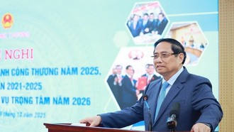 Thủ tướng Phạm Minh Chính phát biểu chỉ đạo Hội nghị triển khai nhiệm vụ trọng tâm năm 2026 ngành công thương. 