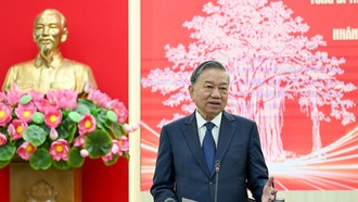 Tổng Bí thư Tô Lâm phát biểu kết luận cuộc làm việc với Báo Nhân Dân. (Ảnh: Duy Linh)