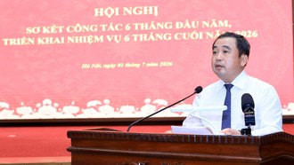 Bí thư Thành ủy Hà Nội Trần Đức Thắng phát biểu tại hội nghị