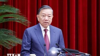 Tổng Bí thư, Chủ tịch nước Tô Lâm phát biểu khai mạc Hội nghị lần thứ ba Ban Chấp hành Trung ương Đảng khóa XIV. (Ảnh TTXVN)