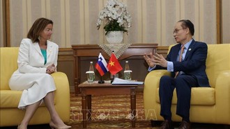 Bộ trưởng Ngoại giao Lê Hoài Trung hội đàm với Phó Thủ tướng, Bộ trưởng Ngoại giao và các vấn đề châu Âu Slovenia, bà Tanja Fajon.