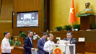 Đại biểu Quốc hội bỏ phiếu sáng ngày 8/4.