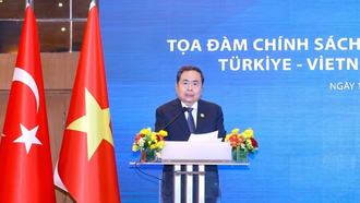 Chủ tịch Quốc hội Trần Thanh Mẫn phát biểu tại Phiên khai mạc Tọa đàm chính sách thúc đẩy hợp tác Việt Nam-Thổ Nhĩ Kỳ.